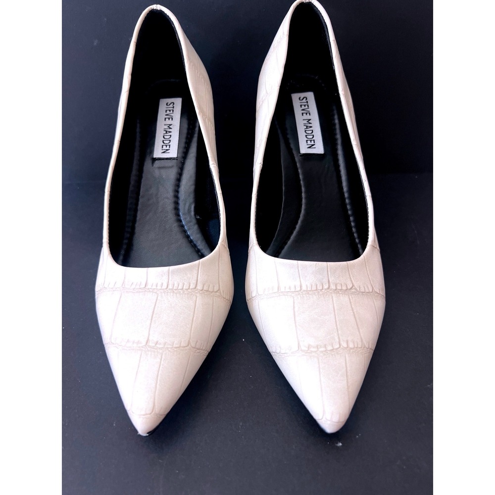 Steve Madden Womens Cream Croc Embossed Pointed Toe Stiletto Pumps Y2K Size 7M - Picture 2 of 3